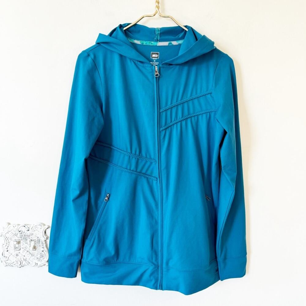 REI Teal Blue Full Zip Athletic Hoodie M